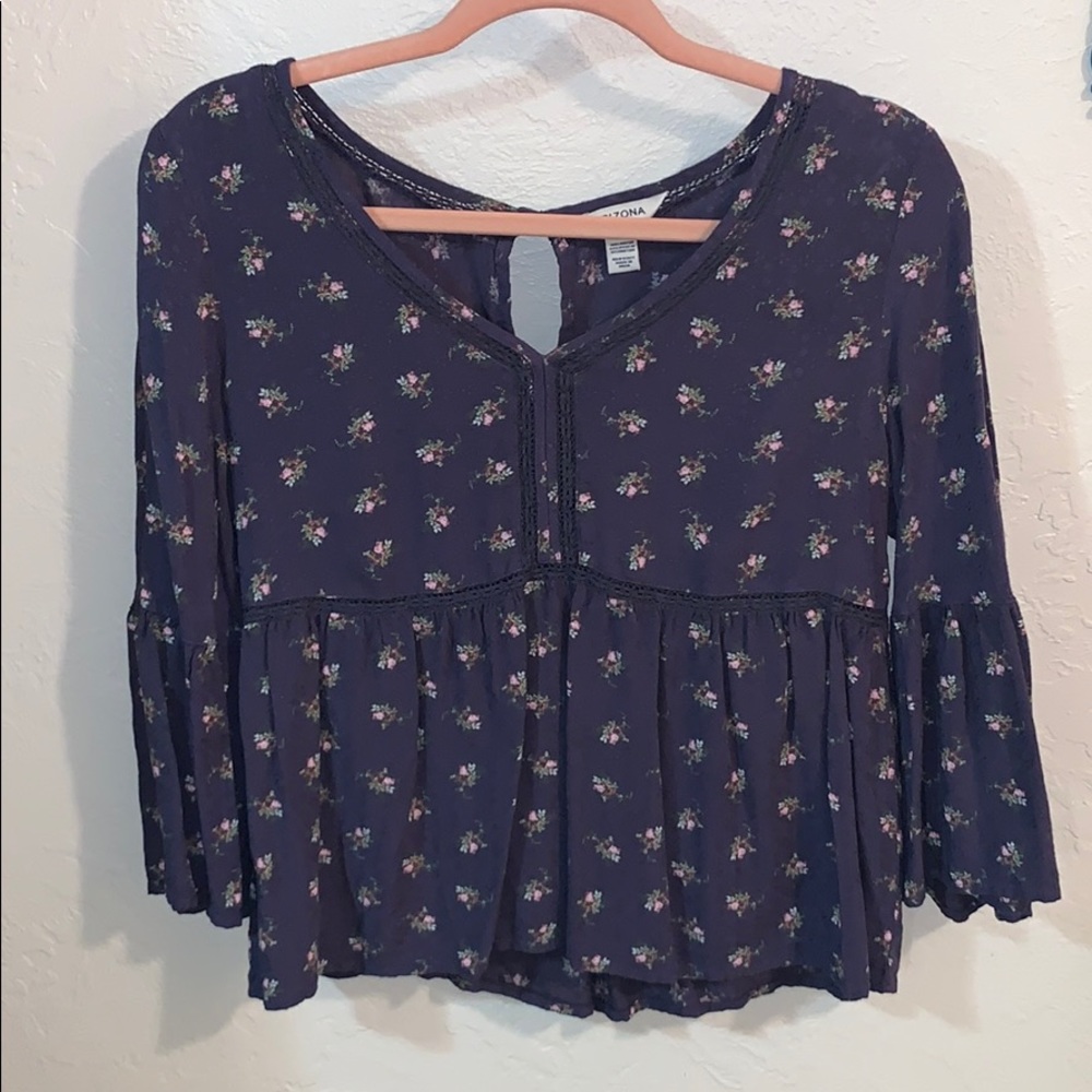 Navy Blue floral Blouse